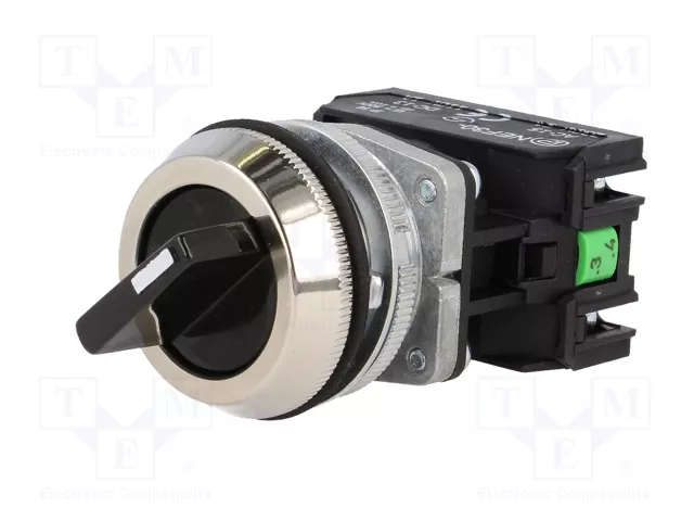 PROMET Interruptor rotativo NEF30 de 2 posiciones, 30mm, negro