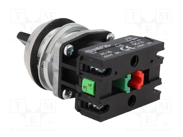 PROMET Interruptor rotativo NEF30 de 2 posiciones, 30mm, negro