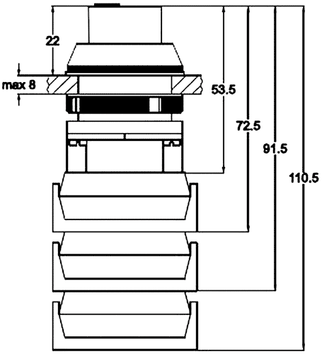 PROMET Interruptor rotativo NEF30 de 2 posiciones, 30mm, negro