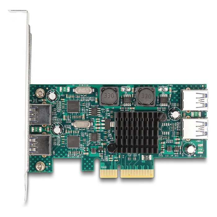 DeLOCK Tarjeta PCIe x4 Dual Channel con 2x USB 5Gbps Externos y 2x USB 5Gbps Internos Tipo-A, Factor de Forma Low Profile