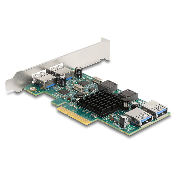 DeLOCK Tarjeta PCIe x4 Dual Channel con 2x USB 5Gbps Externos y 2x USB 5Gbps Internos Tipo-A, Factor de Forma Low Profile