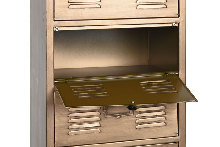 DKD Home Decor Cajonera Loft Dorado Metal 7 Cajones 34 x 139 x 40 cm