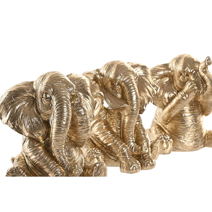 DKD Home Decor Figura de Elefante Sentado Dorado Surtido de 3 Unidades DKD Home Decor Figura de Elefante Sentado Dorado Surtido de 3 Unidades