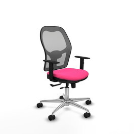 PIQUERAS Y CRESPO Silla de oficina Jorquera con mecanismo Sincro/Traslack, Rosa y Gris