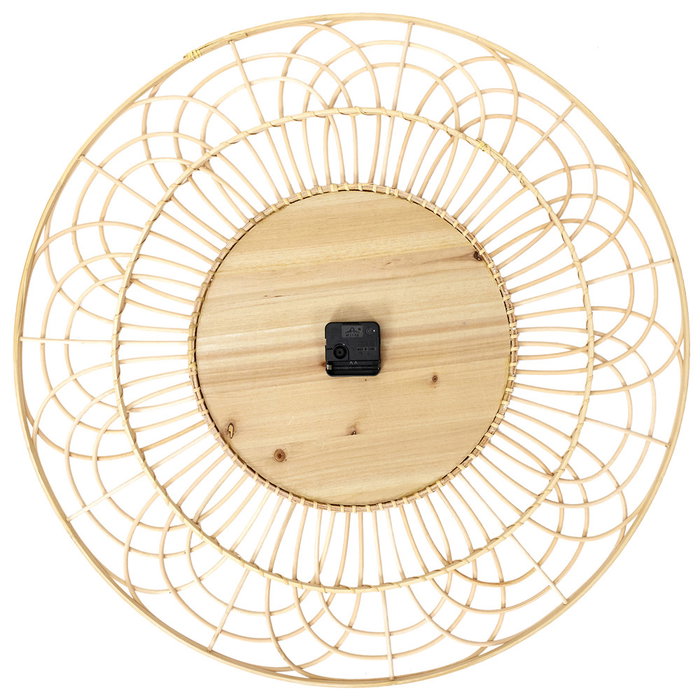 Home Deco Factory Reloj de Pared Ratán Natural, Diámetro 70 cm