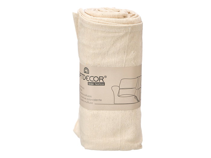 Giftdecor Manta Multiusos con Rayas, Color Beige, 180x240 cm, 90% Algodón 10% Poliéster (Set de 9)