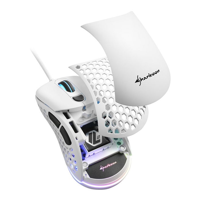 Sharkoon Ratón Light 200 Gaming, Óptico, 16000 DPI, USB Tipo A, 6 Botones Programables, Blanco