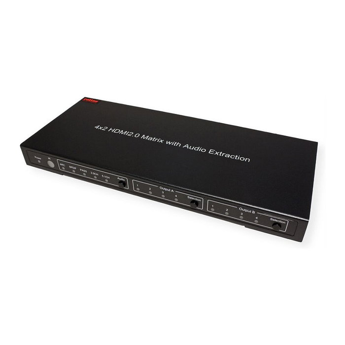 ROLINE Matriz de conmutación AV 4K HDMI 4 x 2 con control remoto
