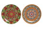 DKD Home Decor Plato de Gres Mandala23 Multicolor Surtido 20,5x20,5x3 cm