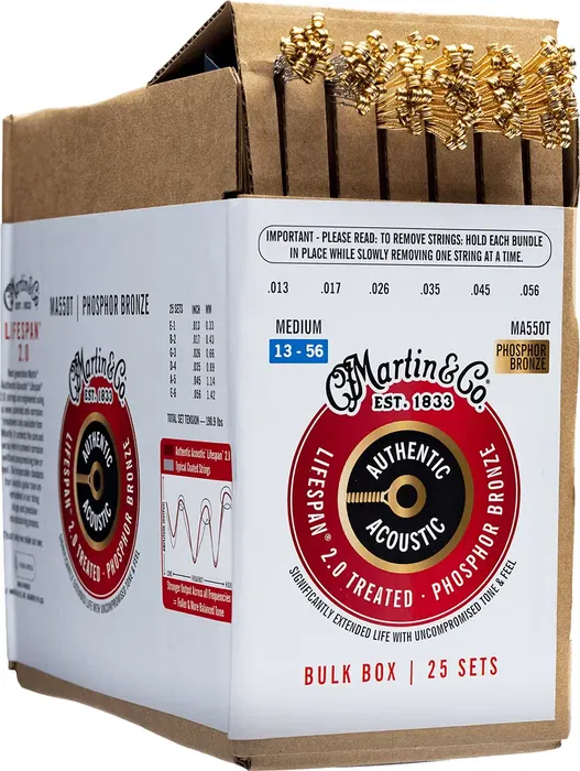Martin MA535T Cuerdas de Guitarra Acústica (25 juegos) P.Bronze Lifespan / .013 .056