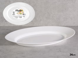 Vivalto Bandeja Opal Ovalada Blanca Vidrio 34 x 26 x 2 cm (Set de 18)