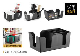 My Bar Organizador de Servilletas y Pajitas con 6 Secciones, 24 cm x 14.7 cm x 10.6 cm (6 Unidades)