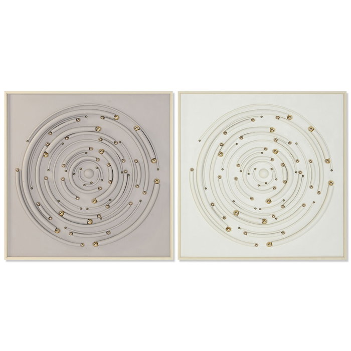DKD Home Decor Cuadro Lienzo PS 3D Círculo Surtido de 2 Piezas
