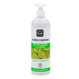 NATURABIO COSMETICS Loción Corporal Revitalizante Limón-Aloe 500ml Hidrata y Revitaliza la Piel con Aroma Cítrico Botella 100% R-PET Apto para Veganos Ecocert
