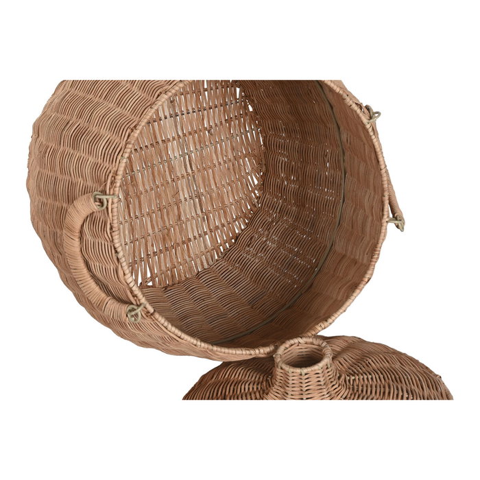 DKD Home Decor Set de 2 Cestas de Ratán y Metal Natural 45x45x56