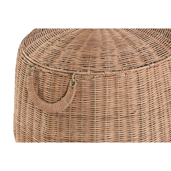 DKD Home Decor Set de 2 Cestas de Ratán y Metal Natural 45x45x56