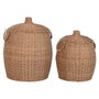 DKD Home Decor Set de 2 Cestas de Ratán y Metal Natural 45x45x56