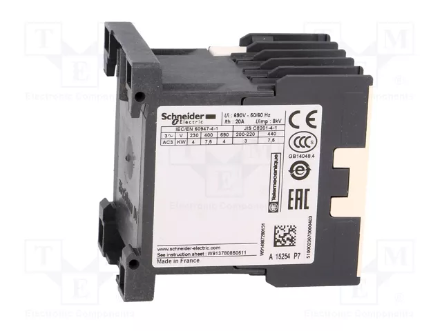 Schneider Electric LC1K1610P7 TeSys K Contactor 3-polar 16A 230VAC Schneider Electric LC1K1610P7 TeSys K Contactor 3-polar 16A 230VAC