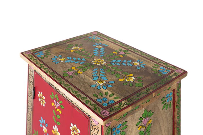 GINER Y COLOMER Mueble Auxiliar de Madera de Mango y MDF Pintado a Mano con Cajón y Puertas GINER Y COLOMER Mueble Auxiliar de Madera de Mango y MDF Pintado a Mano con Cajón y Puertas