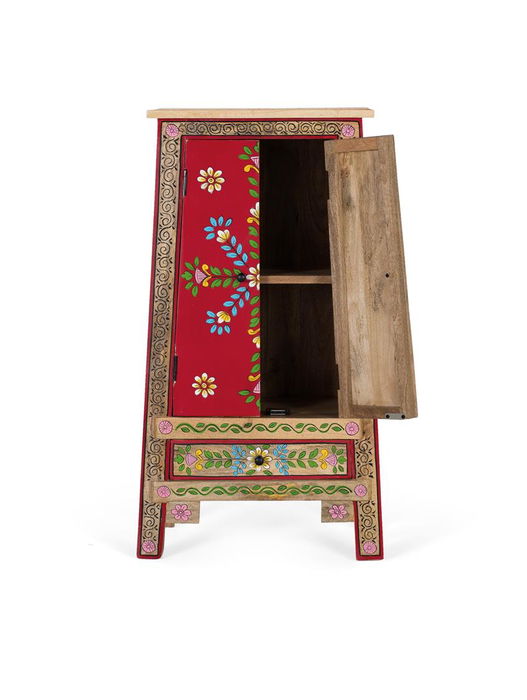 GINER Y COLOMER Mueble Auxiliar de Madera de Mango y MDF Pintado a Mano con Cajón y Puertas GINER Y COLOMER Mueble Auxiliar de Madera de Mango y MDF Pintado a Mano con Cajón y Puertas