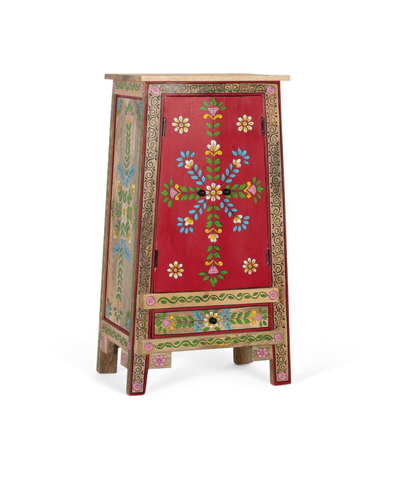 GINER Y COLOMER Mueble Auxiliar de Madera de Mango y MDF Pintado a Mano con Cajón y Puertas GINER Y COLOMER Mueble Auxiliar de Madera de Mango y MDF Pintado a Mano con Cajón y Puertas