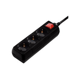 Hama Regleta con 3 salidas AC y cable de 3 m, Negro
