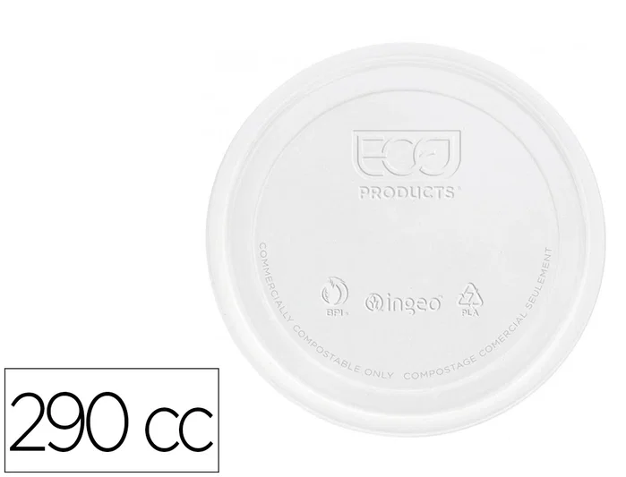 Blanca Tapa de plástico biodegradable para vaso de 290 cc, paquete de 100 unidades Blanca Tapa de plástico biodegradable para vaso de 290 cc, paquete de 100 unidades