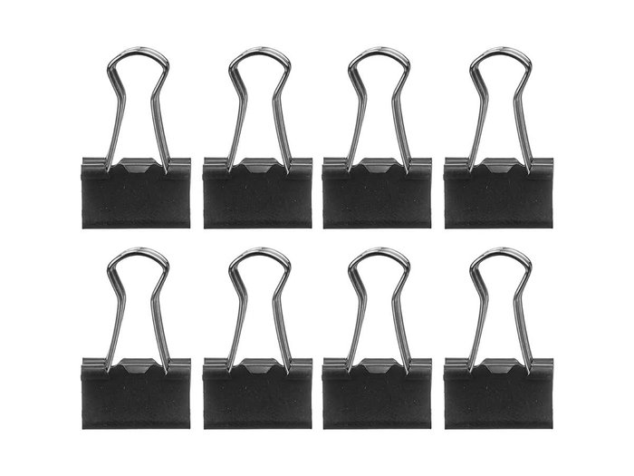 Pincello Set 8 Pinzas Clip Negro Metal 7.5x12.5x2 cm (Set de 24)