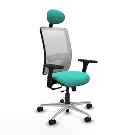 PIQUERAS Y CRESPO Silla de oficina Zulema con mecanismo Sincro/Traslack, Turquesa y Blanco