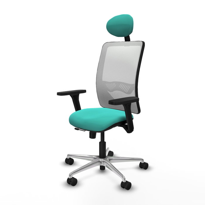 PIQUERAS Y CRESPO Silla de oficina Zulema con mecanismo Sincro/Traslack, Turquesa y Blanco