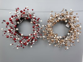 DKD Home Decor Surtido de 2 Coronas Navideñas de Poliéster y Metal 40x10x40 cm