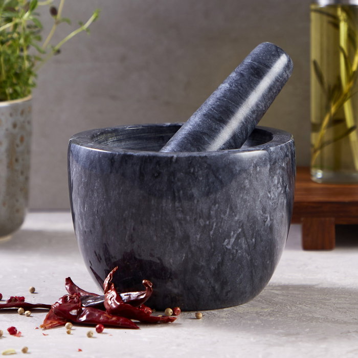 Day Mortero de Mármol con Mano, Diámetro 12 cm, Altura 9 cm