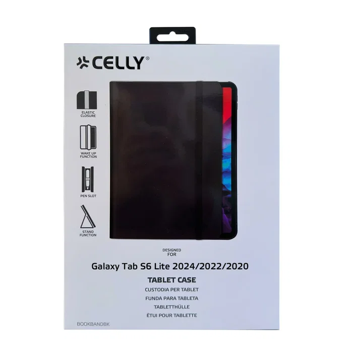 Celly BOOKBAND13 Funda Folio Imitación Piel Negro para Samsung Galaxy Tab S6 Lite 2024/2022/2020 - Tablet 10.4 Pulgadas (26.4 cm)