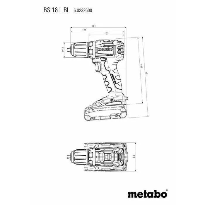 Metabo BS 18 L BL Taladro atornillador inalámbrico 18V 55Nm con 2 baterías de 2Ah Metabo BS 18 L BL Taladro atornillador inalámbrico 18V 55Nm con 2 baterías de 2Ah
