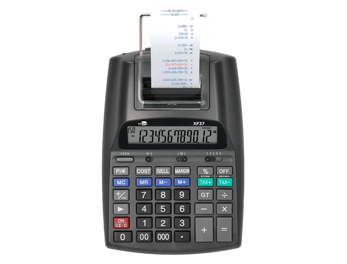 Liderpapel Calculadora Impresora Pantalla 12 Dígitos Impresión Bicolor Negra 57mm