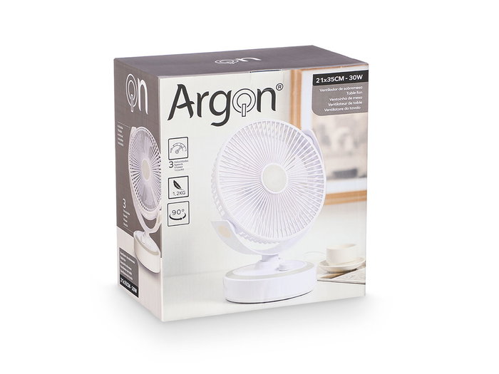 Argon Ventilador Sobremesa 30W Blanco con Oscilación 3 Modos 28x29x8 cm (Set de 4)