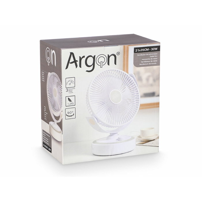 Argon Ventilador de Sobremesa 30W Blanco (Pack de 4)