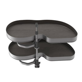 Emuca Sistema de rincón extraíble Lake Harmony para mueble de cocina, Derecha, Altura regulable, Acero y Madera, Gris antracita