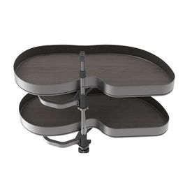 Emuca Sistema de rincón extraíble Lake Harmony para mueble de cocina, Derecha, Altura regulable, Acero y Madera, Gris antracita