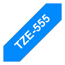 Brother TZE-555 Cinta de rotulación laminada 24mm x 8m Blanco sobre azul