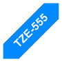 Brother TZE-555 Cinta de rotulación laminada 24mm x 8m Blanco sobre azul