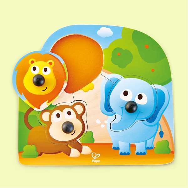 Hape Puzle de Animales de la Jungla para Niños 12+ Meses, 22.5x20.8x3.5 cm
