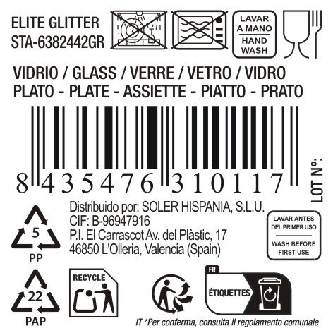 Inde Bajoplato de Vidrio Elite Glit Rojo Sta Clar, Plato Decorativo o Base, 31 cm (6 Unidades)
