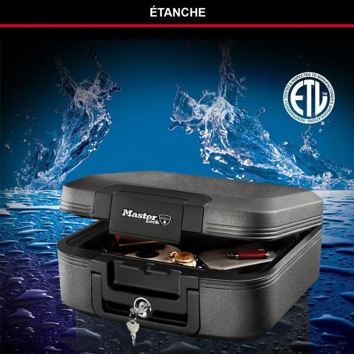 Master Lock Caja Fuerte Ignífuga de 7.8 Litros Resistente al Fuego con Bloqueo de Llave Negro