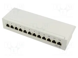 GOOBAY Patch Panel Cat 5e con 12 puertos RJ45, 1U, Gris