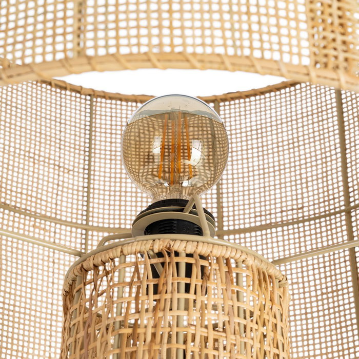 Lámpara Suelo Crema Ratán Iluminación 50 X 50 X 154 cm Lámpara Suelo Crema Ratán Iluminación 50 X 50 X 154 cm