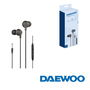 Daewoo Auriculares In-Ear con Microfono y Control de Volumen, Cable Jack 3.5 mm, Negro