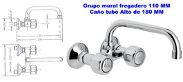 GENEBRE Grupo Mural para Fregadero con Caño de Tubo Alto de 18 cm