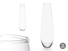 Giftdecor Jarron Cristal Base Abombada Transparente 70 cm Alto x 22 cm Ancho x 22 cm Largo