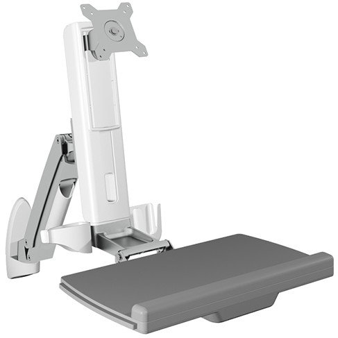 ICY BOX IB-MS600-W Soporte de Monitor de Pared con Ajuste de Altura e Inclinación, para Pantalla de hasta 24" (61 cm), 8 kg de Capacidad, Color Gris/Plata/Blanco